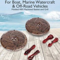6.5" Marine Speakers Waterproof 240W LED Lights Camo Style<Pyle Sale