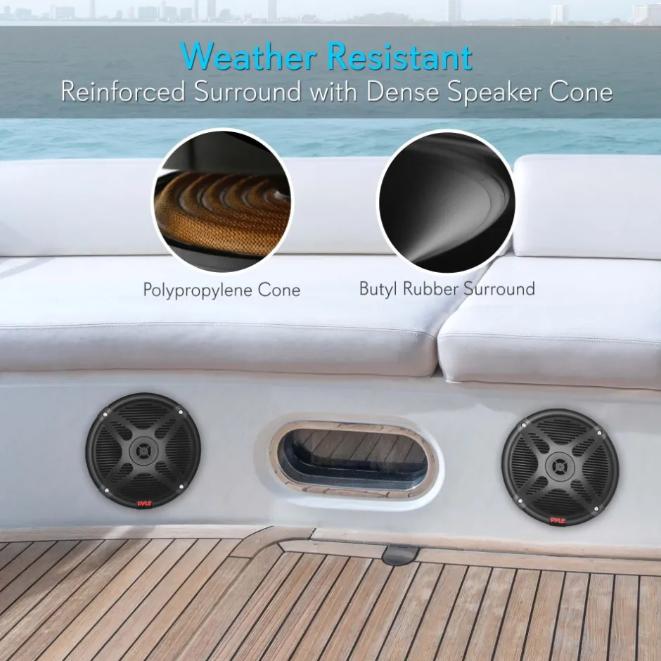 6.5" Marine Speakers Waterproof Bluetooth 600W Coaxial Audio System<Pyle Clearance