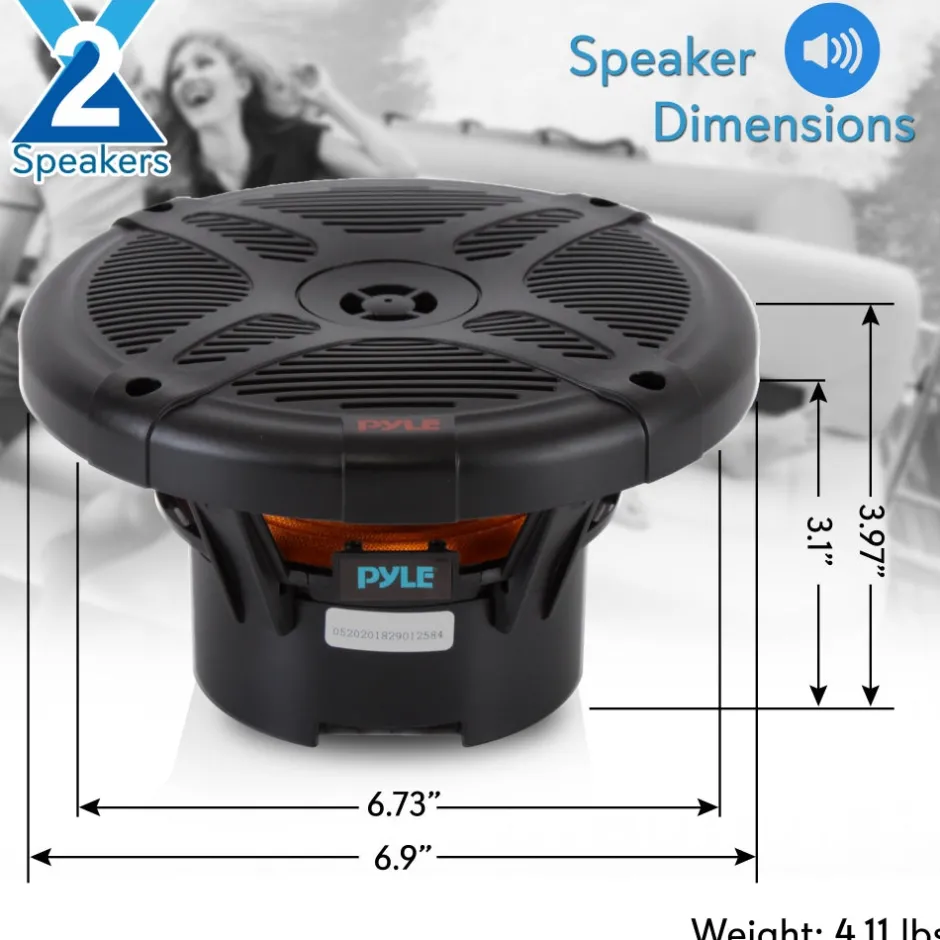 6.5" Marine Speakers Waterproof Bluetooth 600W Coaxial Audio System<Pyle Clearance