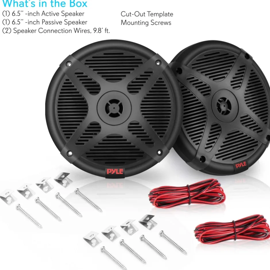 6.5" Marine Speakers Waterproof Bluetooth 600W Coaxial Audio System<Pyle Clearance