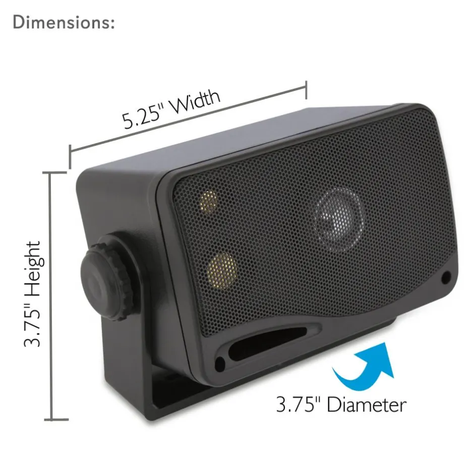 3.5" Marine Speakers, Waterproof, Aluminum Woofer, 200W, Black<Pyle Clearance