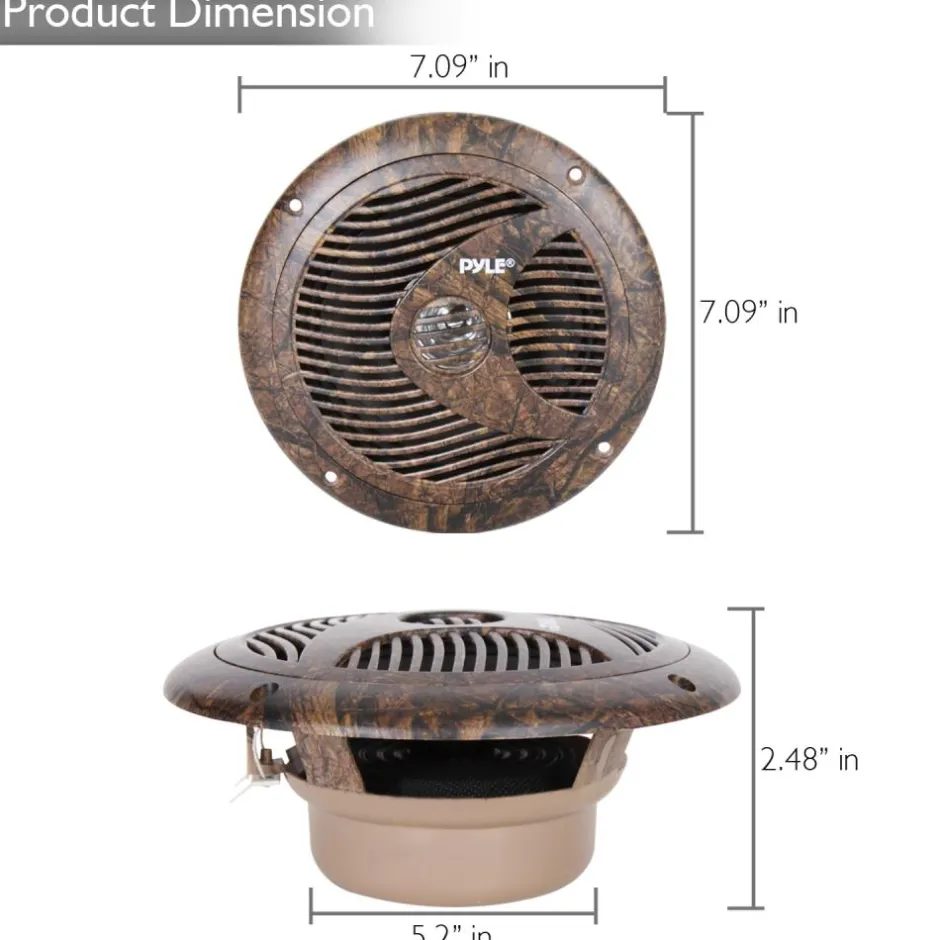 6.5" Marine Speakers, Waterproof, 150W, Camo Style, Dual Stereo Sound<Pyle New