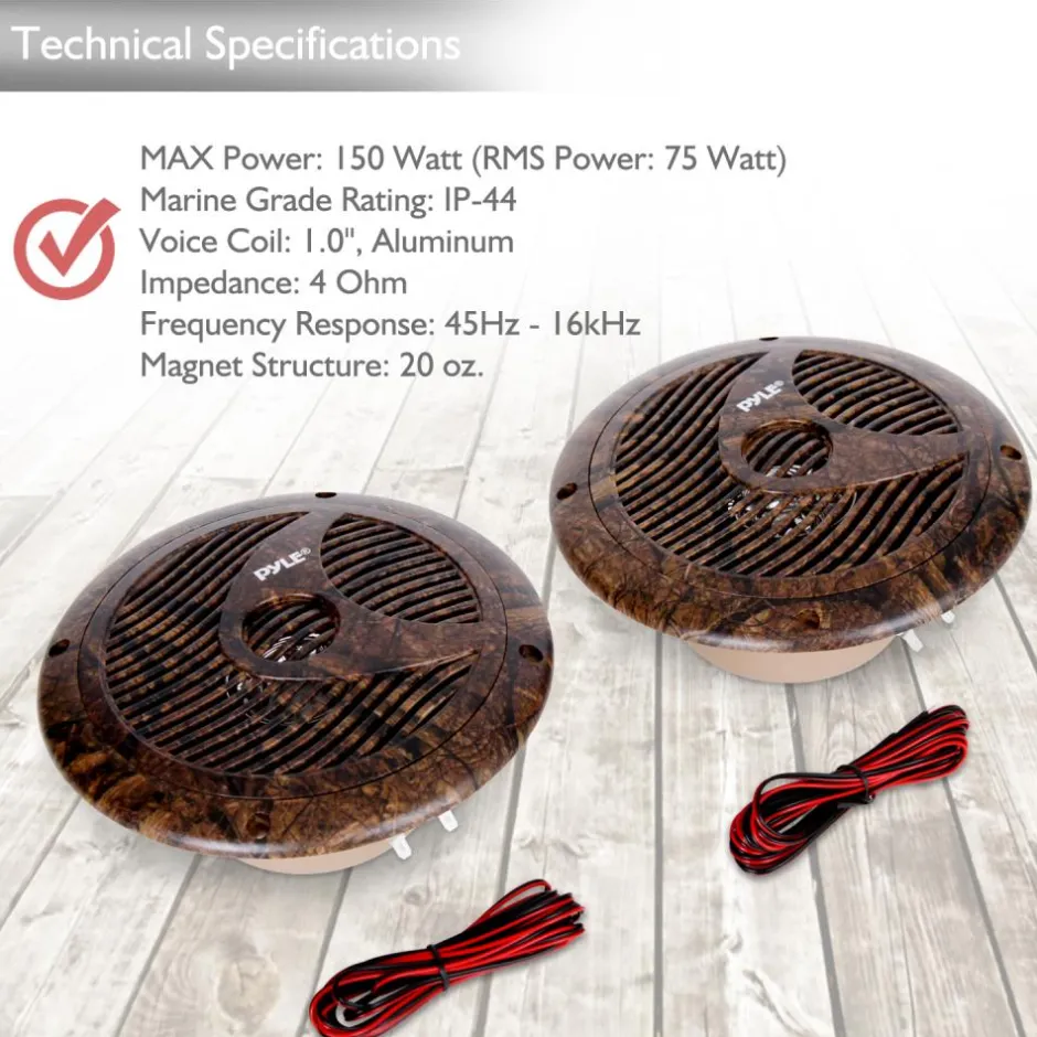 6.5" Marine Speakers, Waterproof, 150W, Camo Style, Dual Stereo Sound<Pyle New