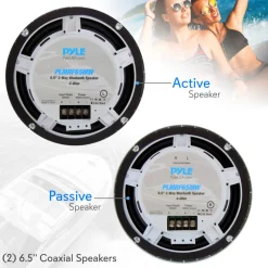 6.5" Marine Speakers Waterproof Bluetooth 600W White<Pyle Sale