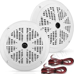 6.5" Marine Speakers Waterproof 120W Polyprone Cone White<Pyle Clearance