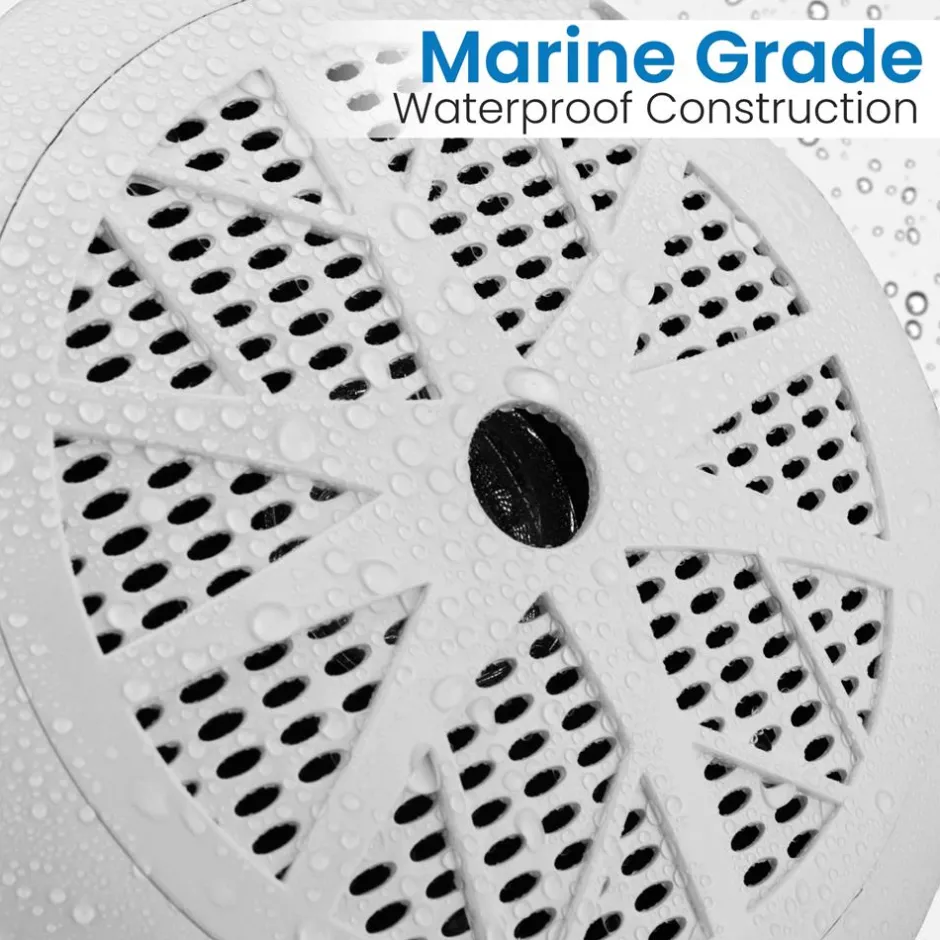 6.5" Marine Speakers Waterproof 120W Polyprone Cone White<Pyle Clearance
