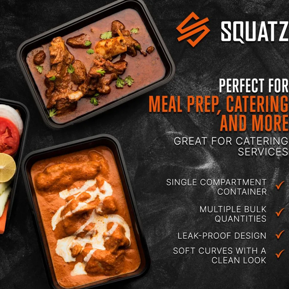 50 Meal Prep Containers 33oz Leak-Proof Microwave Safe with Utensils<SQUATZ New