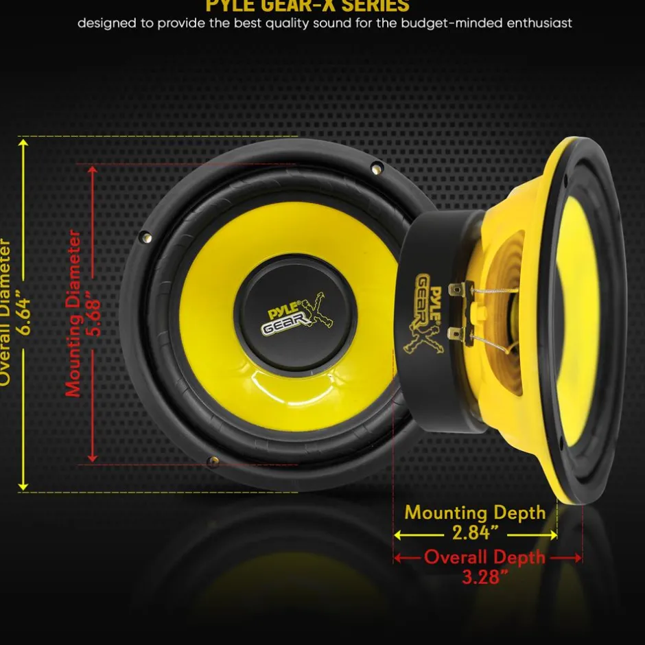 6.5" Mid Bass Woofer 300W Peak Power 4 Ohm Yellow Cone<Pyle Best