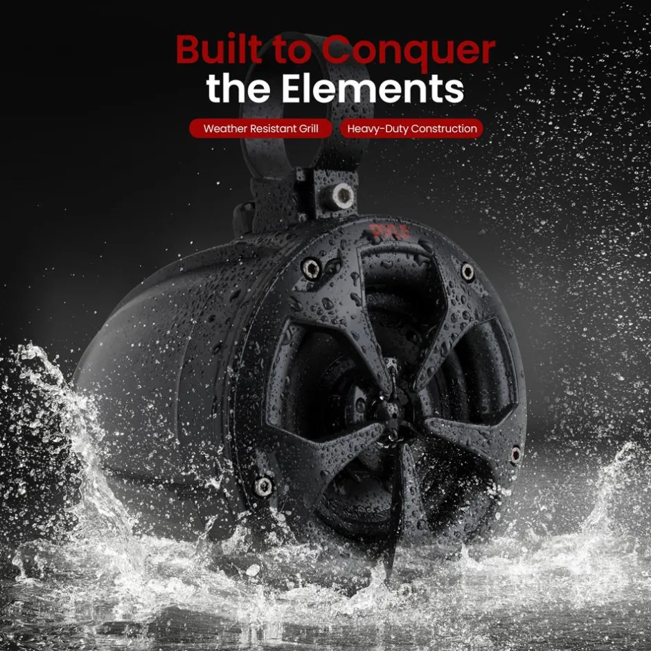 4" Off-Road Bluetooth Speakers 800W Waterproof Marine Grade, Black<Pyle Best