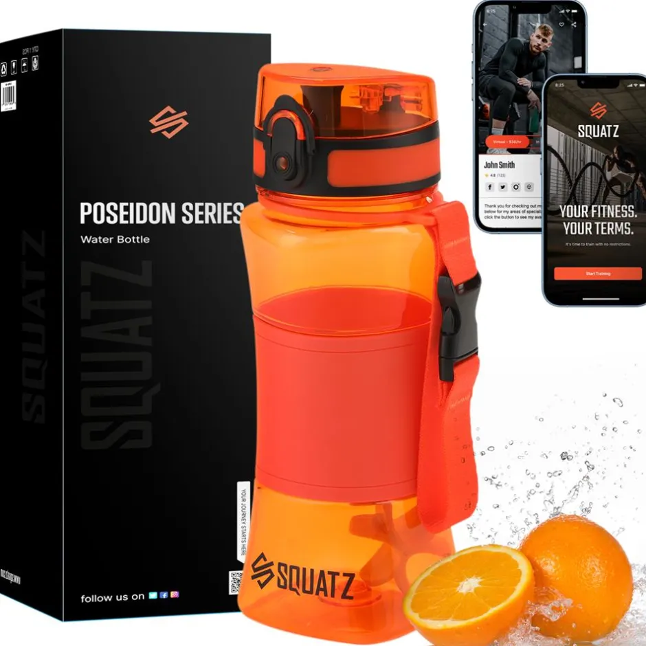 24 Oz Water Bottle Leakproof Tritan Wide Mouth Fruit Infuser Orange<SQUATZ Best