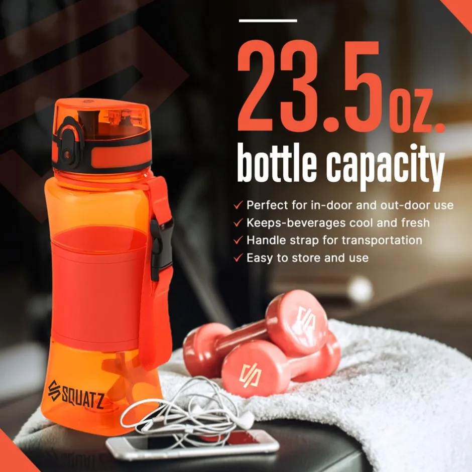 24 Oz Water Bottle Leakproof Tritan Wide Mouth Fruit Infuser Orange<SQUATZ Best