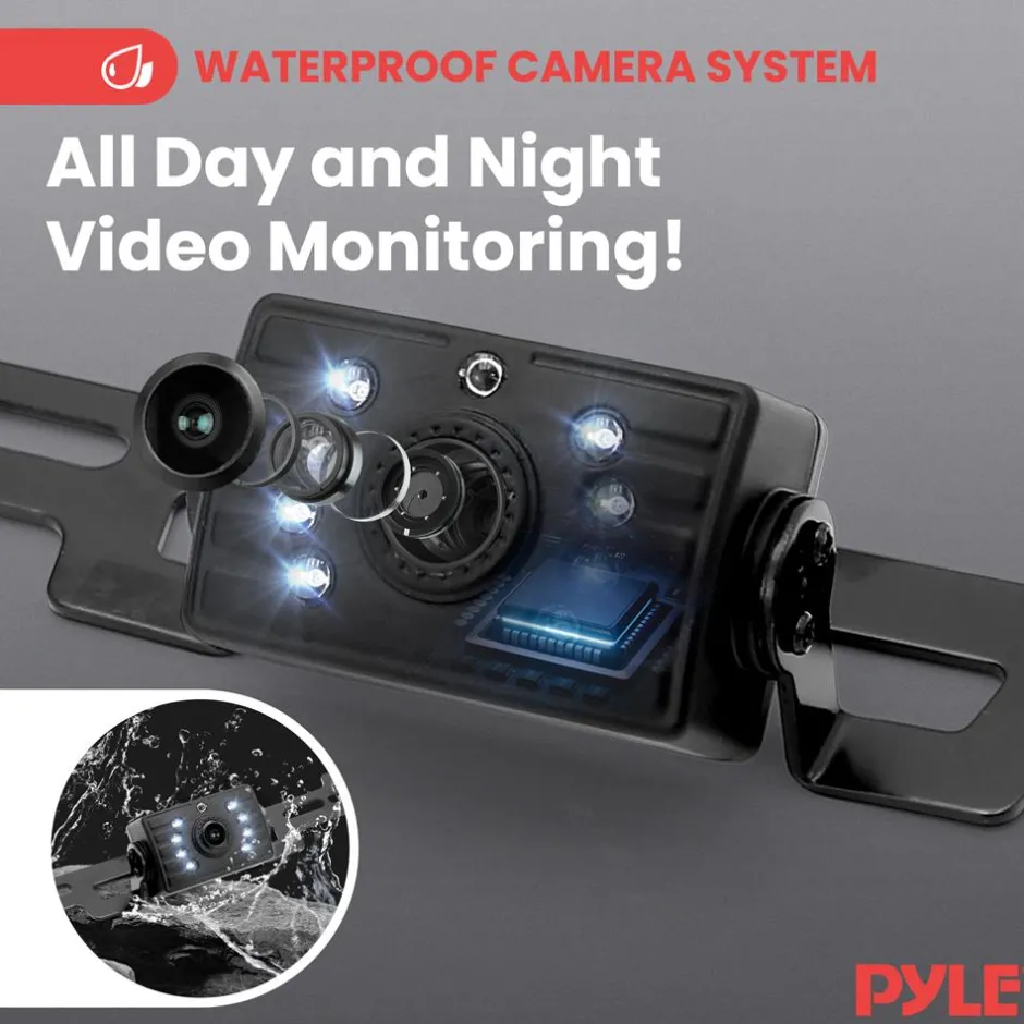 7" 1080P Wireless Monitor & Camera Kit - Night Vision, Waterproof<Pyle New