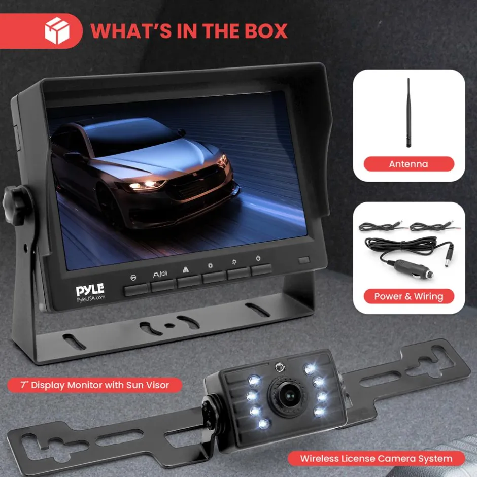 7" 1080P Wireless Monitor & Camera Kit - Night Vision, Waterproof<Pyle New