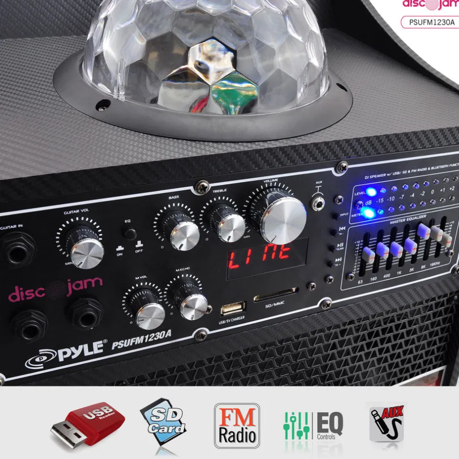 12" PA Speaker System 1000W Power USB/SD/FM Disco Lights<Pyle Outlet
