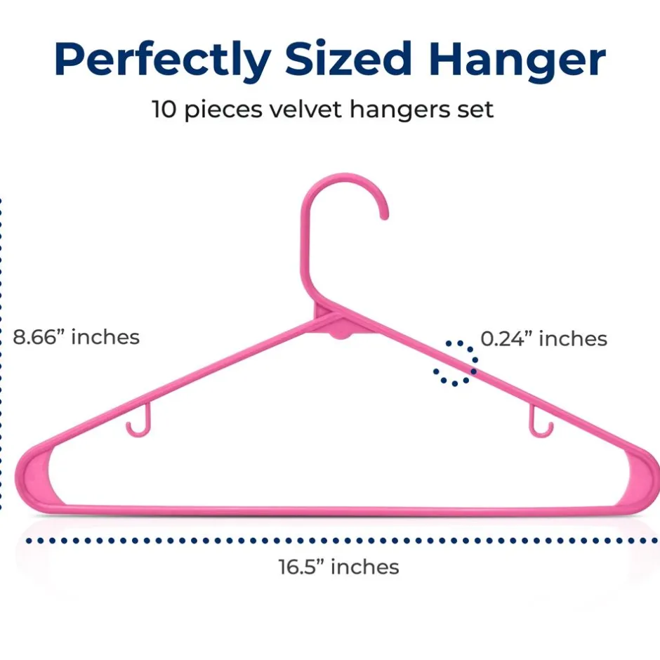 10 Pack Non-Slip Plastic Hangers, Space-Saving, 360° Swivel Hook, Pink<SereneLife Discount