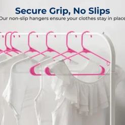 10 Pack Non-Slip Plastic Hangers, Space-Saving, 360° Swivel Hook, Pink<SereneLife Discount