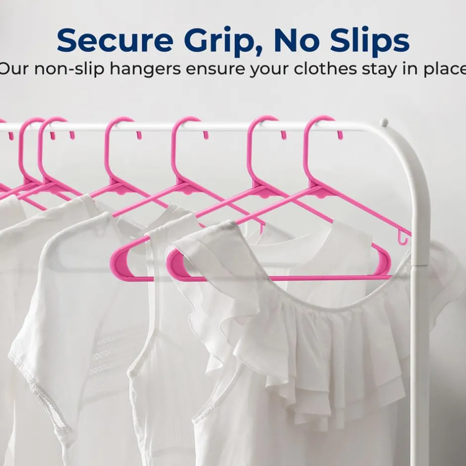 10 Pack Non-Slip Plastic Hangers, Space-Saving, 360° Swivel Hook, Pink<SereneLife Discount