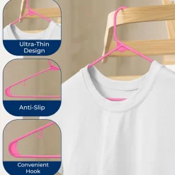 10 Pack Non-Slip Plastic Hangers, Space-Saving, 360° Swivel Hook, Pink<SereneLife Discount