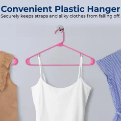 10 Pack Non-Slip Plastic Hangers, Space-Saving, 360° Swivel Hook, Pink<SereneLife Discount