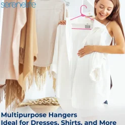 10 Pack Non-Slip Plastic Hangers, Space-Saving, 360° Swivel Hook, Pink<SereneLife Discount