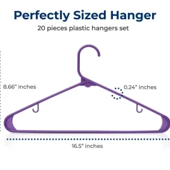20 Pack Non-Slip Plastic Hangers, Space-Saving, 360¬∞ Swivel Hook, Purple<SereneLife Clearance