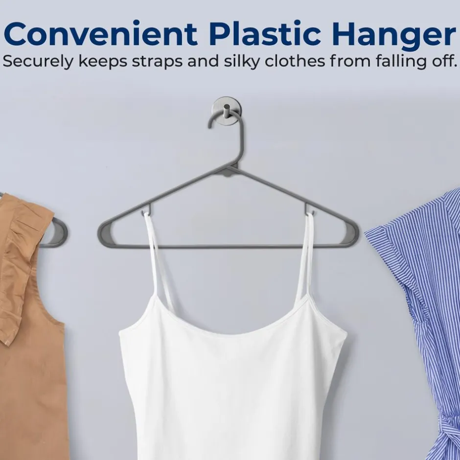 10 Pack Plastic Hangers, Space-Saving, Non-Slip, 360° Swivel Hook, Gray<SereneLife Sale