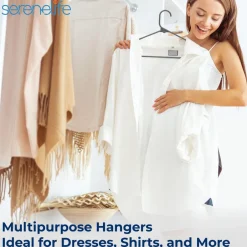 10 Pack Plastic Hangers, Space-Saving, Non-Slip, 360° Swivel Hook, Gray<SereneLife Sale