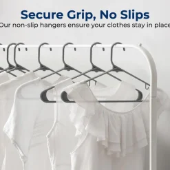 20 Pack Plastic Hangers, Space-Saving, Non-Slip, 360° Swivel Hook, Gray<SereneLife Hot