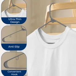 20 Pack Plastic Hangers, Space-Saving, Non-Slip, 360° Swivel Hook, Gray<SereneLife Hot