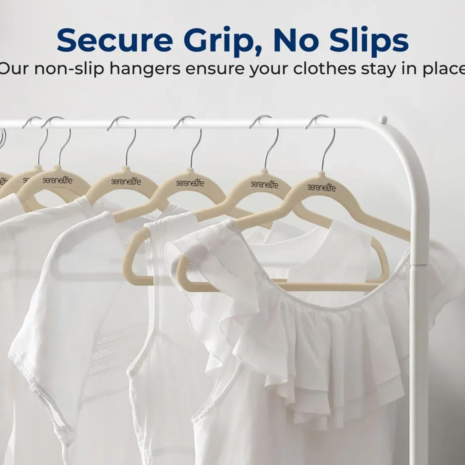 10 Pack Velvet Hangers - Non-Slip, Space-Saving, 360° Swivel, Ivory<SereneLife Discount