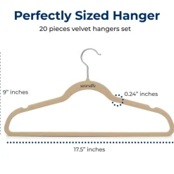 20 Pack Velvet Hangers - Non-Slip, Space-Saving, 360¬∞ Swivel, Ivory<SereneLife Best