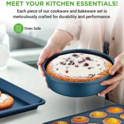 20 Pc Kitchen Set - Even Cooking Non-Stick Coating, Navy Blue<NutriChef Clearance