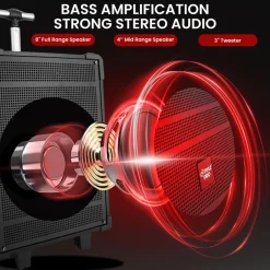 8" Portable Bluetooth Speaker - 350W Power, Rechargeable Battery, FM Radio<Pyle New