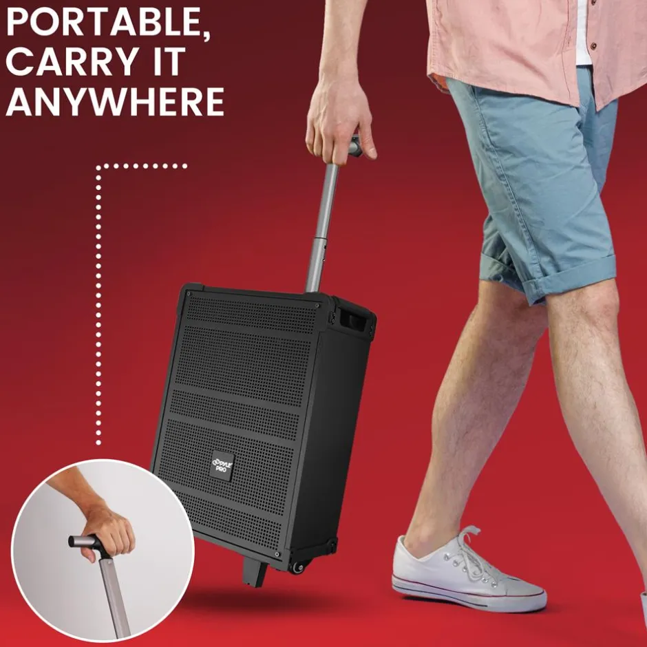 8" Portable Bluetooth Speaker - 350W Power, Rechargeable Battery, FM Radio<Pyle New