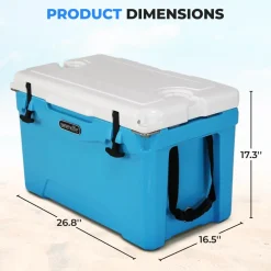 50 Qt Cooler Box, 5-Day Ice Retention, Heavy-Duty Insulation, Blue<SereneLife Clearance