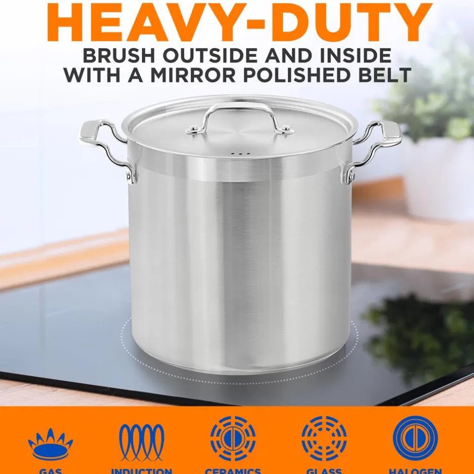 24 Qt Stainless Steel Stockpot, Even Heat, Induction Compatible<NutriChef Outlet