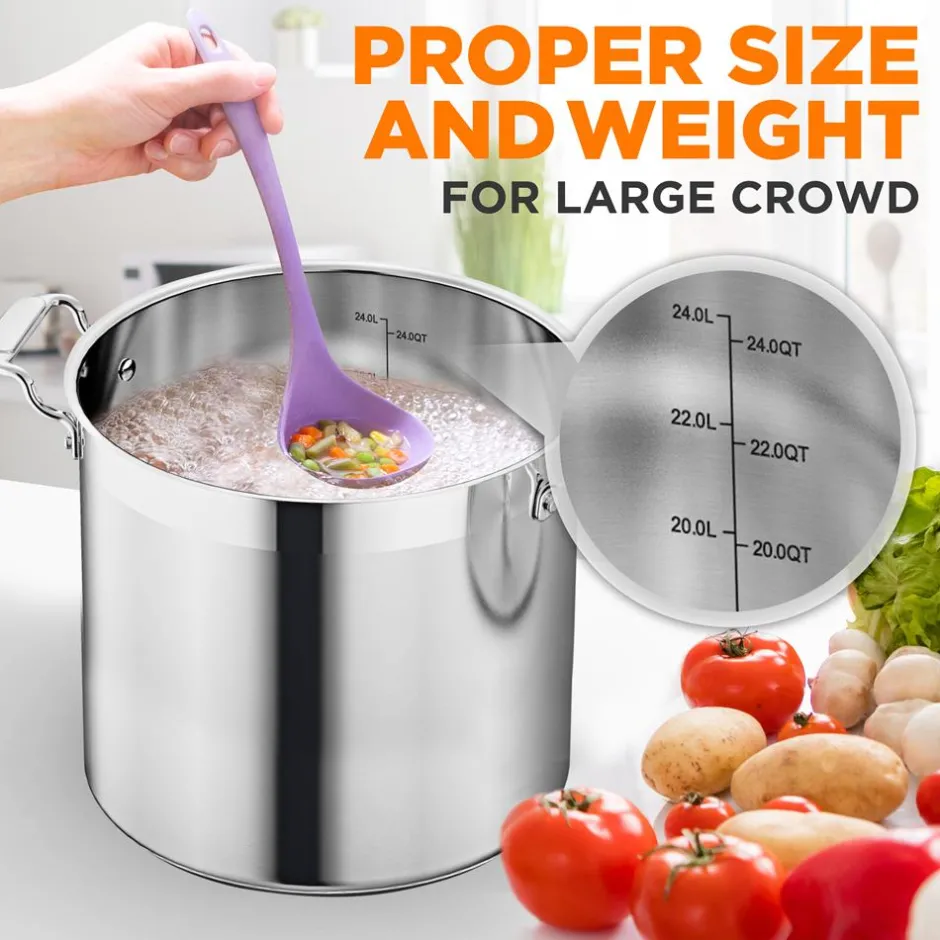 24 Qt Stainless Steel Stockpot, Even Heat, Induction Compatible<NutriChef Outlet