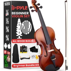 1/4 Size Violin Starter Kit, Ready to Play, Plywood Body, Wood Grain<Pyle Discount
