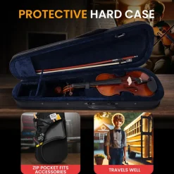 1/4 Size Violin Starter Kit, Ready to Play, Plywood Body, Wood Grain<Pyle Discount