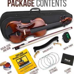 1/4 Size Violin Starter Kit, Ready to Play, Plywood Body, Wood Grain<Pyle Discount
