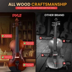 1/2 Size Violin Starter Kit, Ready to Play, Wood Grain, Includes Case & Bow<Pyle Discount