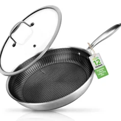 12" Stainless Steel Frying Pan - Non-Stick, Scratch-Resistant, Silver<NutriChef Sale