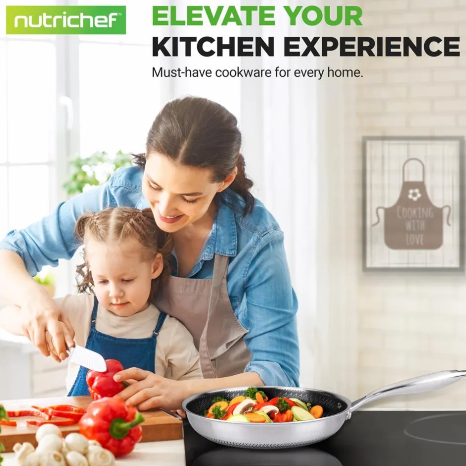 12" Stainless Steel Frying Pan - Non-Stick, Scratch-Resistant, Silver<NutriChef Sale