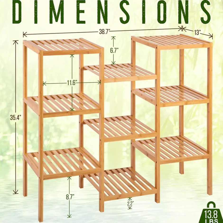 9 Tier Bamboo Plant Stand - Space-Saving, Durable, Water-Resistant<SereneLife New