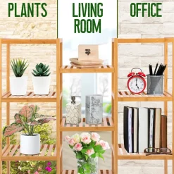 9 Tier Bamboo Plant Stand - Space-Saving, Durable, Water-Resistant<SereneLife New