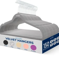 150 Velvet Hangers Non-Slip 360° Swivel Hook Space-Saving Gray<SereneLife