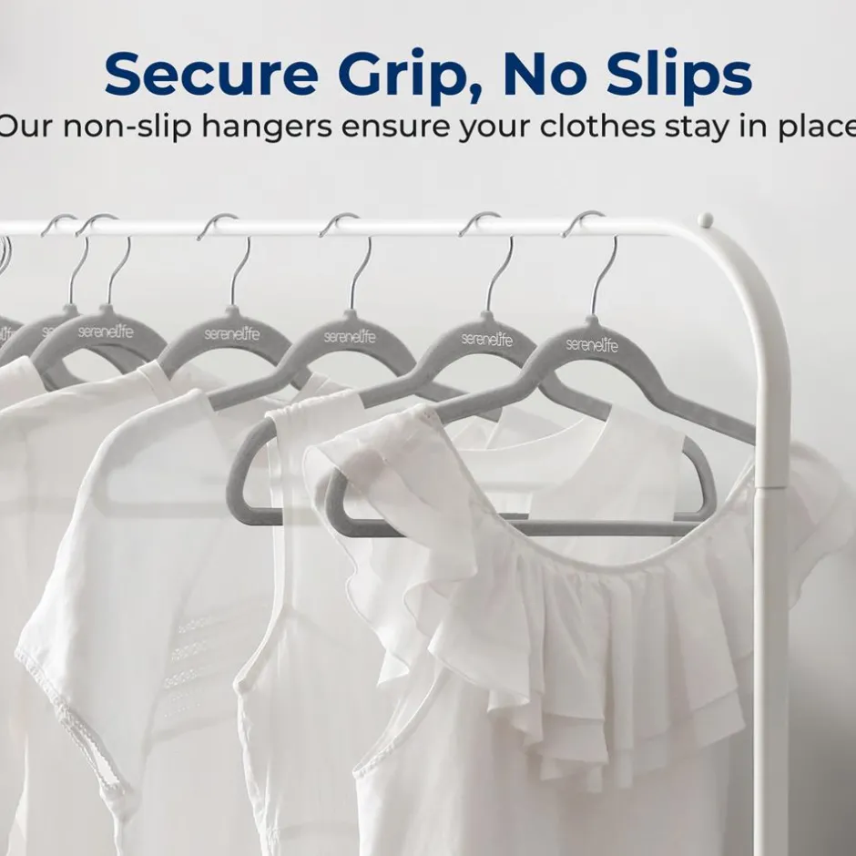 150 Velvet Hangers Non-Slip 360° Swivel Hook Space-Saving Gray<SereneLife