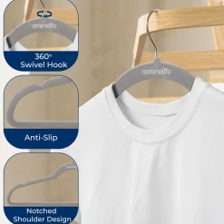 150 Velvet Hangers Non-Slip 360° Swivel Hook Space-Saving Gray<SereneLife
