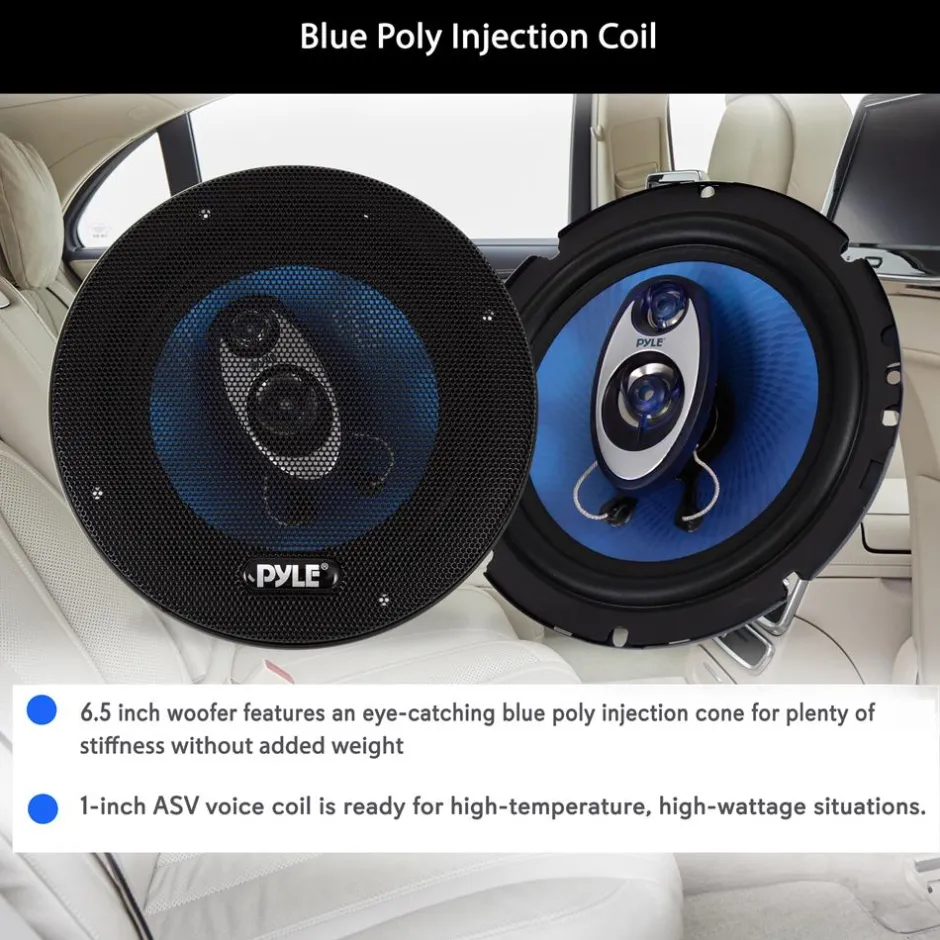 6.5" 360W Car Speakers, Butyl Rubber, Blue Poly Cone<Pyle Discount