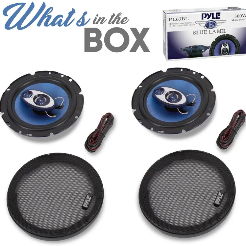 6.5" 360W Car Speakers, Butyl Rubber, Blue Poly Cone<Pyle Discount